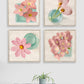 Set of 4 prints of pink florals