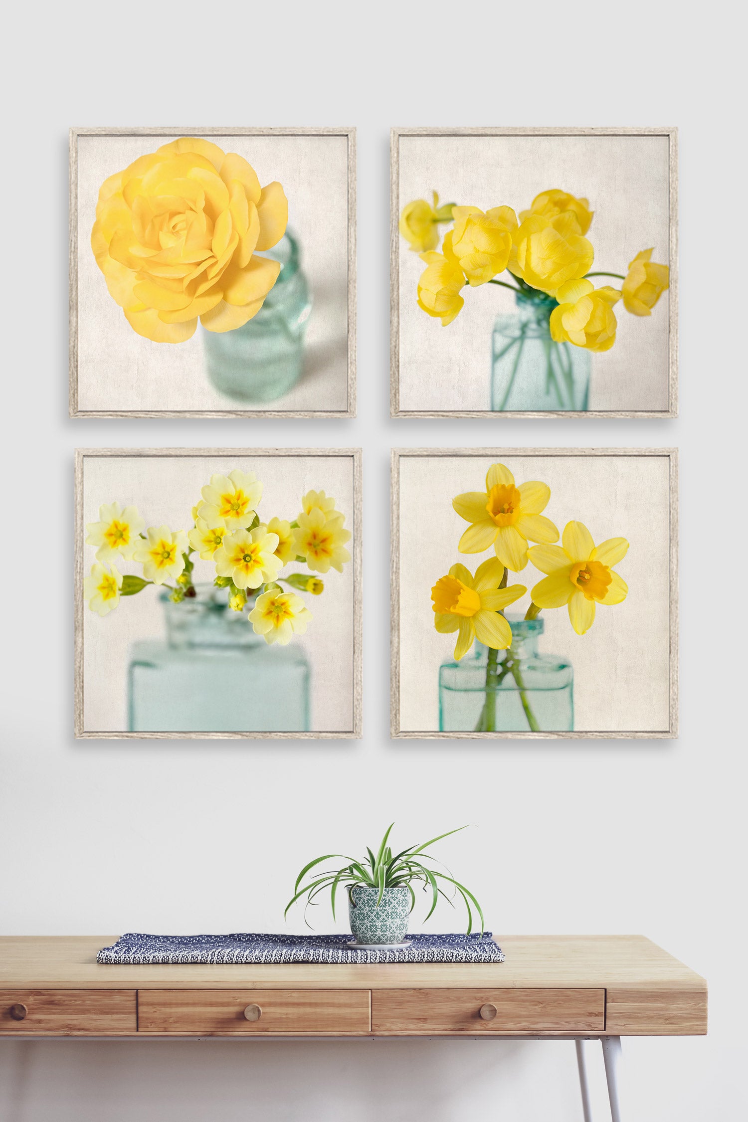 Set of 4 yellow flower photographs
